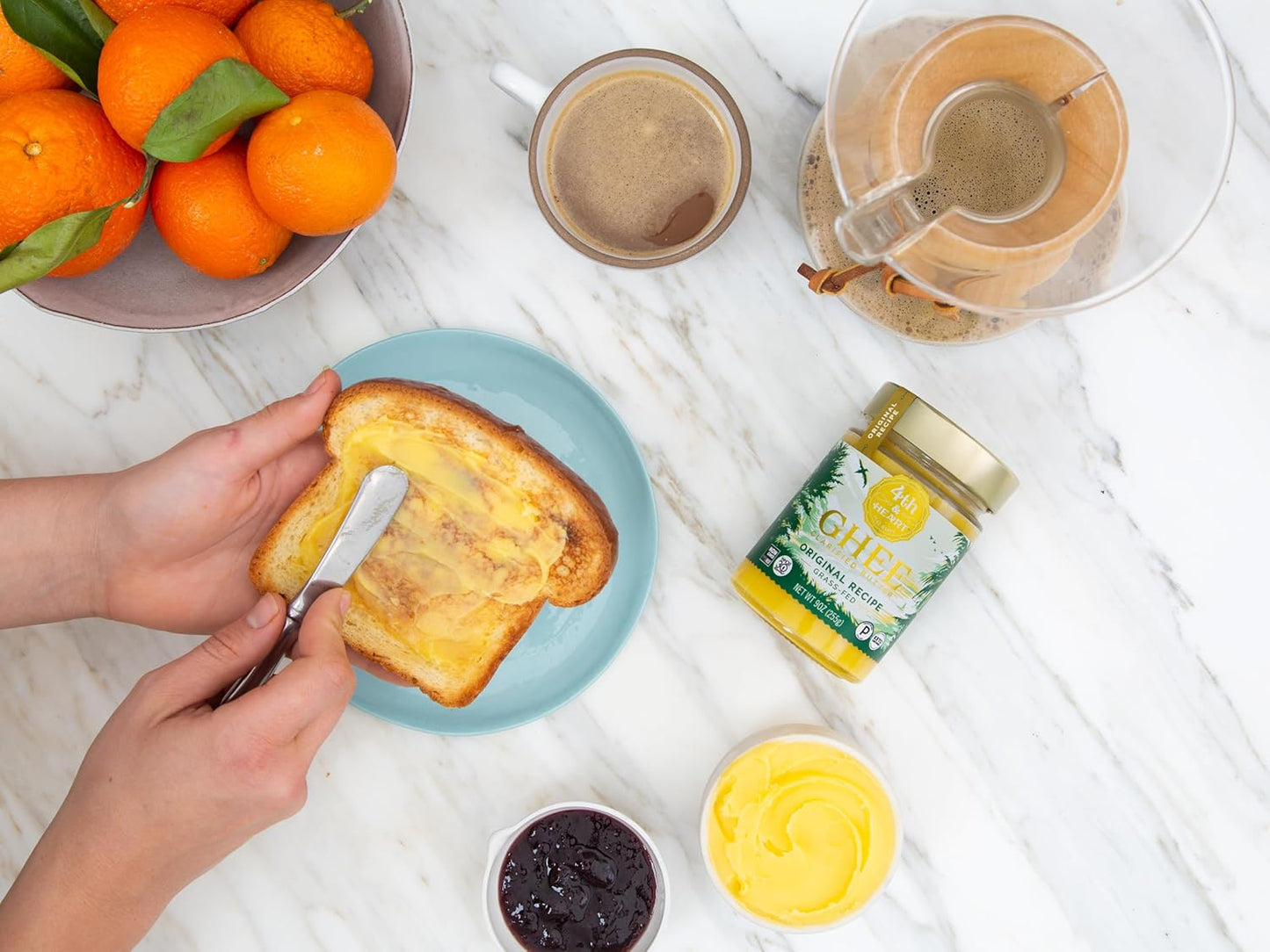 4th & Heart Original Grass-Fed Ghee, Clarified Butter, Keto, Pasture Raised, Lactose and Casein Free, Certified Paleo (9 Ounces)