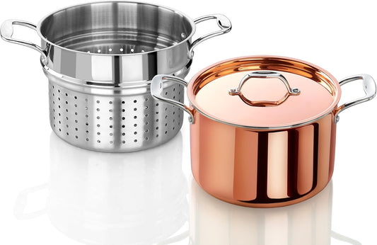Artaste Rain Copper Clad Cookware (7.5 QT Stock Pot + Steamer)