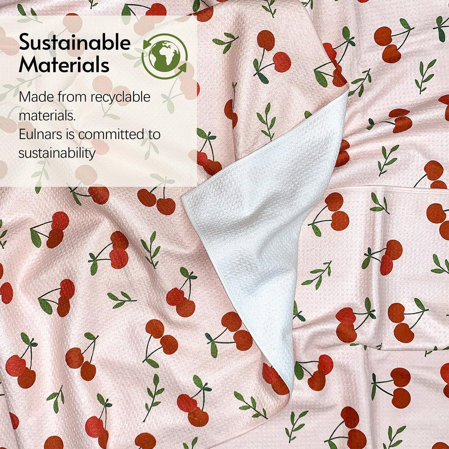 Kitchen Towels, Premium Dish Towels for Kitchen Drying, 18" x 30" Tea Towels, Quick Dry Microfiber Dish Cloths, Ocean Sakura Series, 2-Pack