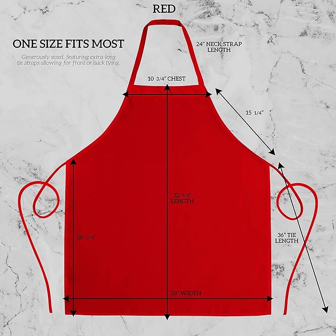 GREEN LIFESTYLE 12 Pack Bib Apron - Unisex Red Aprons, Machine Washable Aprons for Men and Women, Kitchen Cooking BBQ Aprons Bulk (Pack of 12, No Pockets, Red)