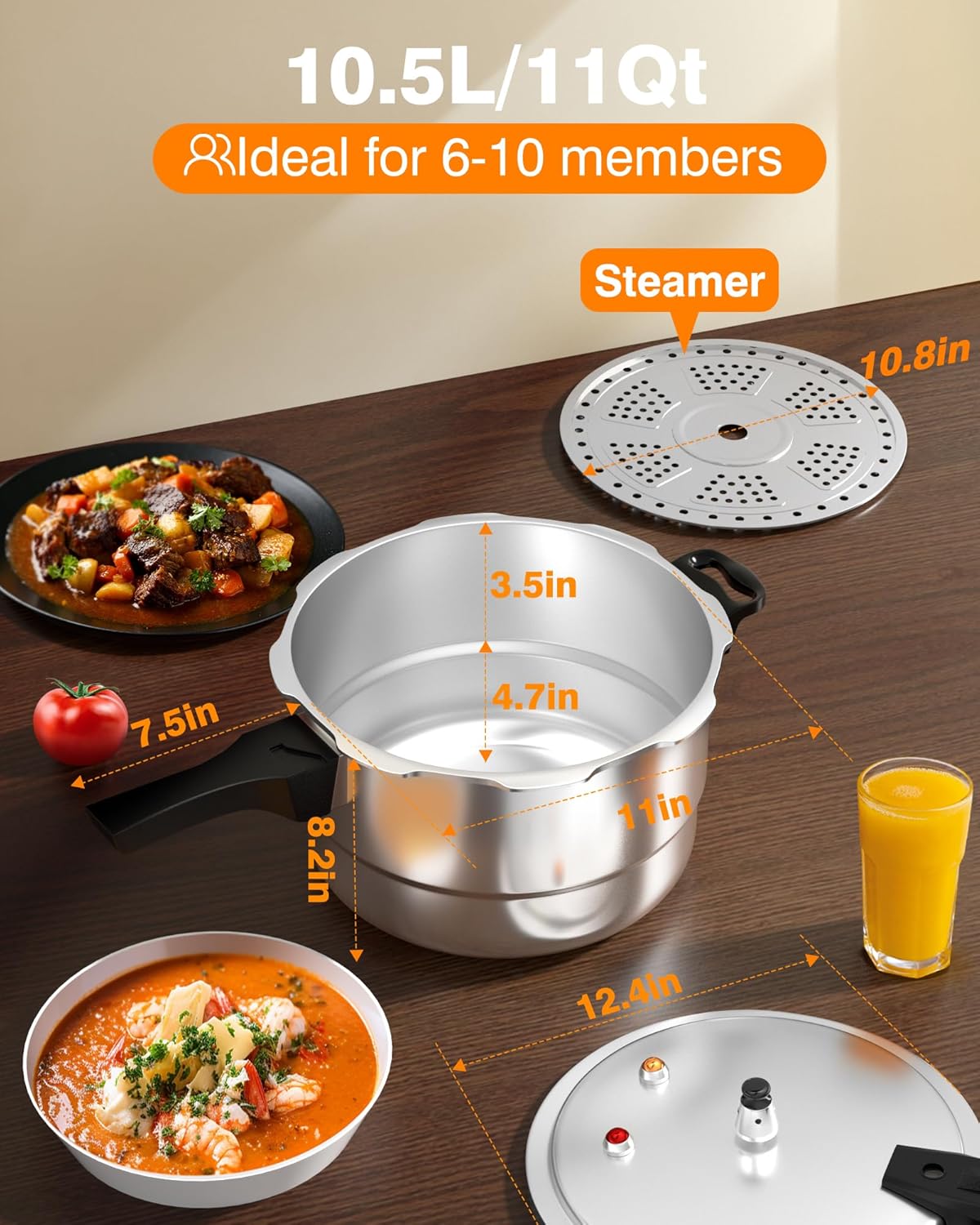 WantJoin 11Qt Aluminum Pressure Cooker w/Release Valve & Multiple Protective Devices,Pressure Canner Compatible with Gas & Induction Cooker,Canner Rack Included