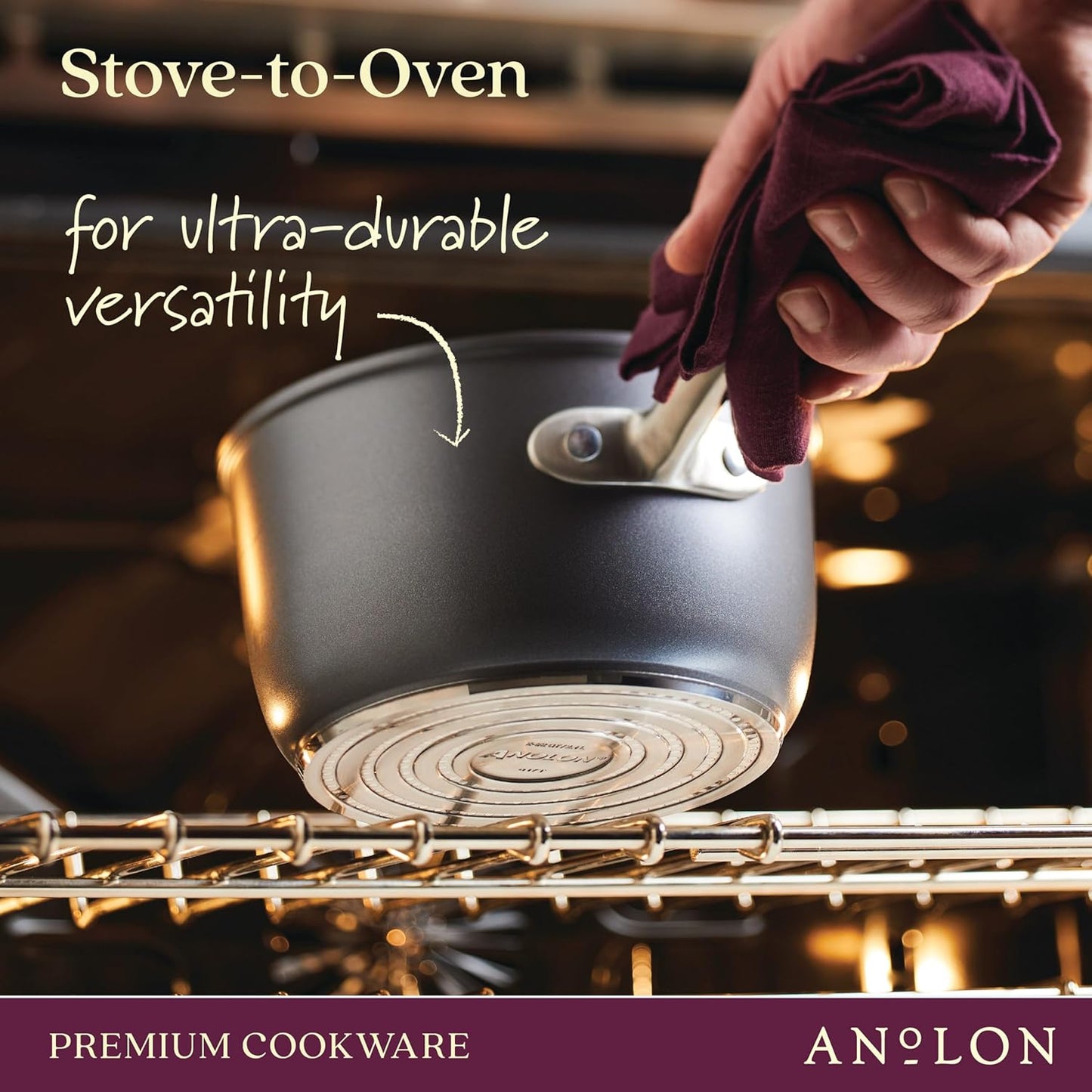 Anolon Accolade Forged Hard Anodized Nonstick Sauce Pan / Saucepan with Lid, 2.5 Quart - Moonstone Gray