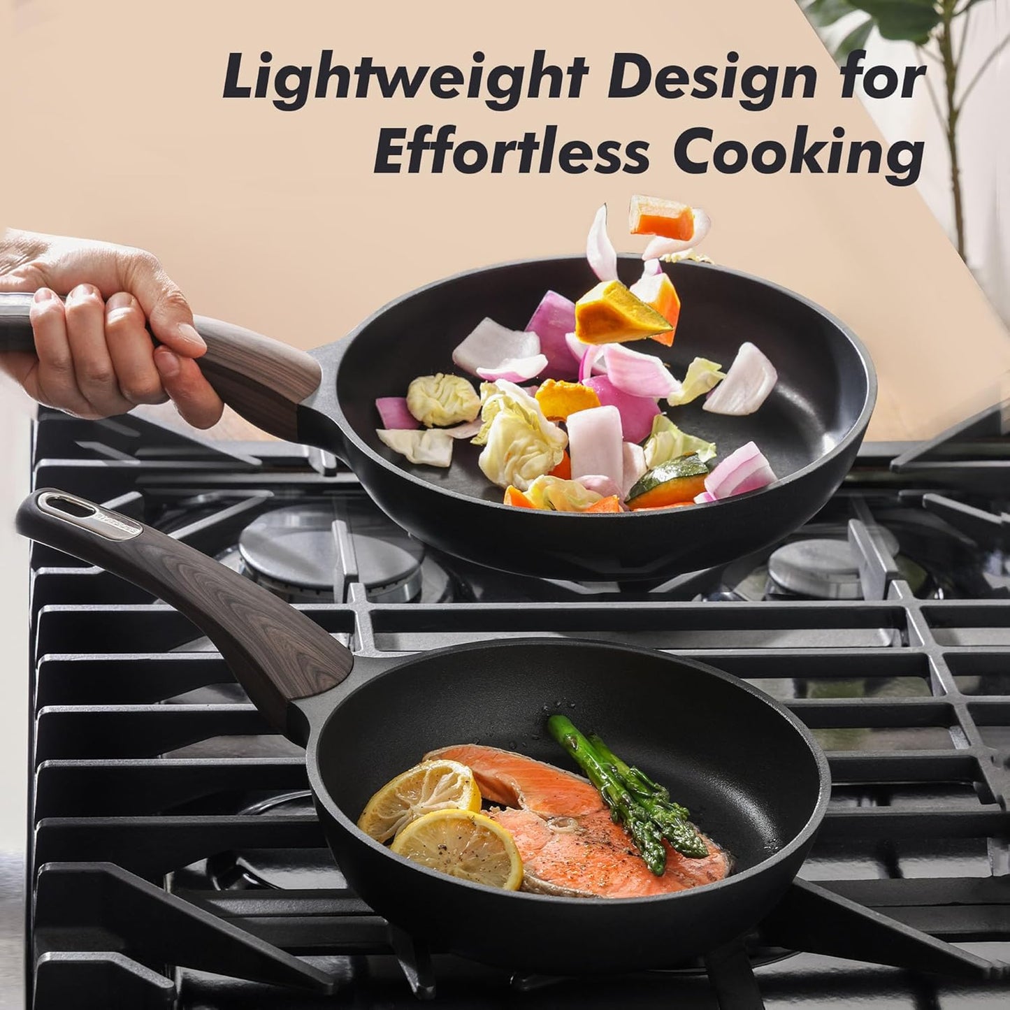 SENSARTE Nonstick Frying Pan Skillet with Lid, 8inch Non Stick Pan Omelette Pans, Healthy Kitchen Cooking Chef's Pan with Cover, Free of Intentionally Added PFOA/PFOS, Induction Compatible, Black