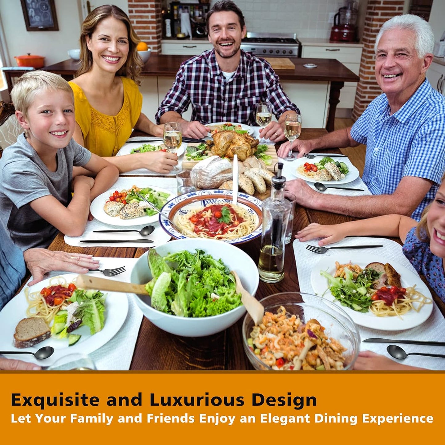 Matte Black Silverware Set, Oliviola 40-Piece Stainless Steel Flatware Cutlery Set Service for 8, Satin Finish Kitchen Utensil Set, Dishwasher Safe