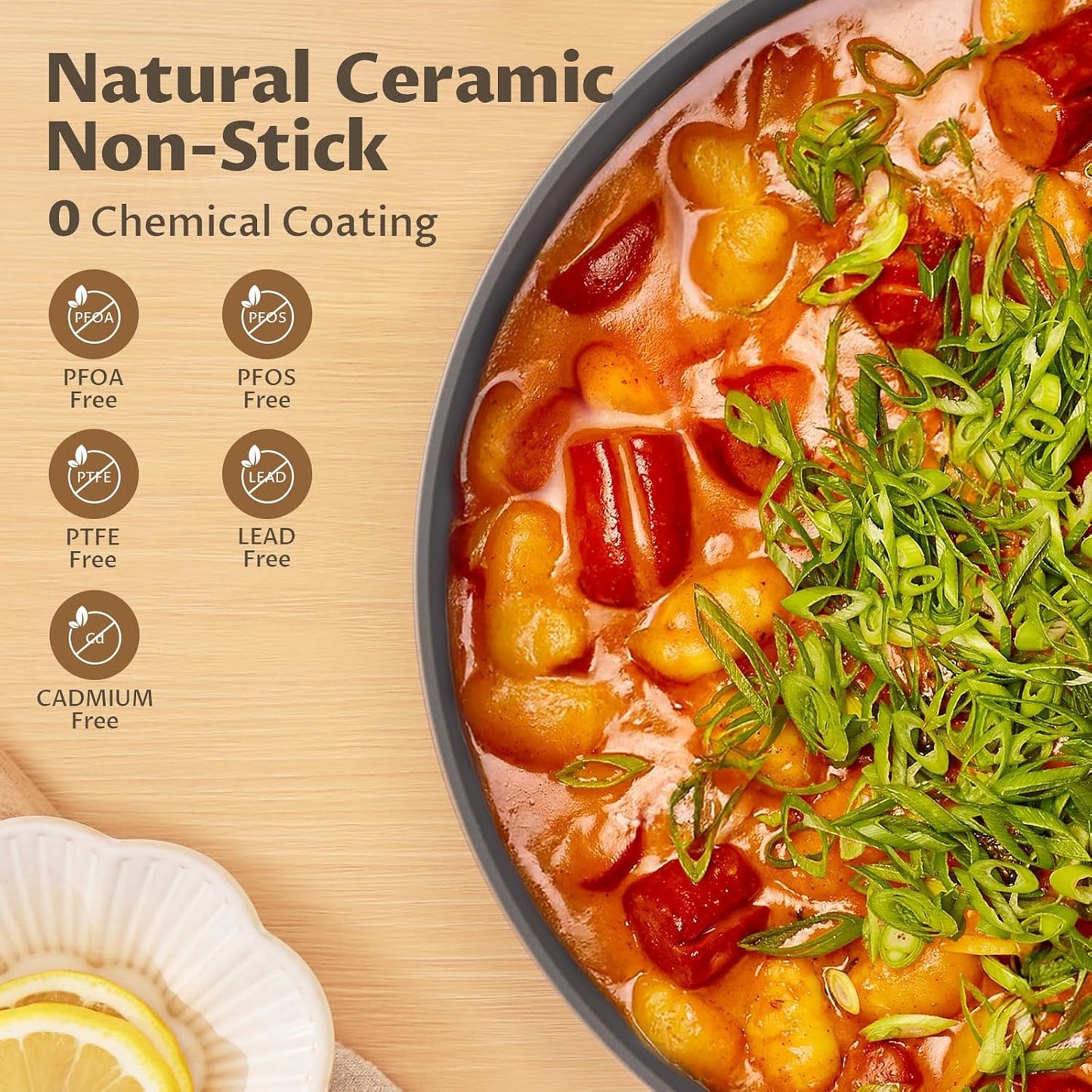 BEZIA 6 Quart Stock Pot with Lid,Ceramic Nonstick Cooking Pot,Soup Pot with Stainless Steel Handle, Tempered Glass Lid, Induction Compatible for Pasta, Soup, Spaghetti,Dishwasher Safe, Cream