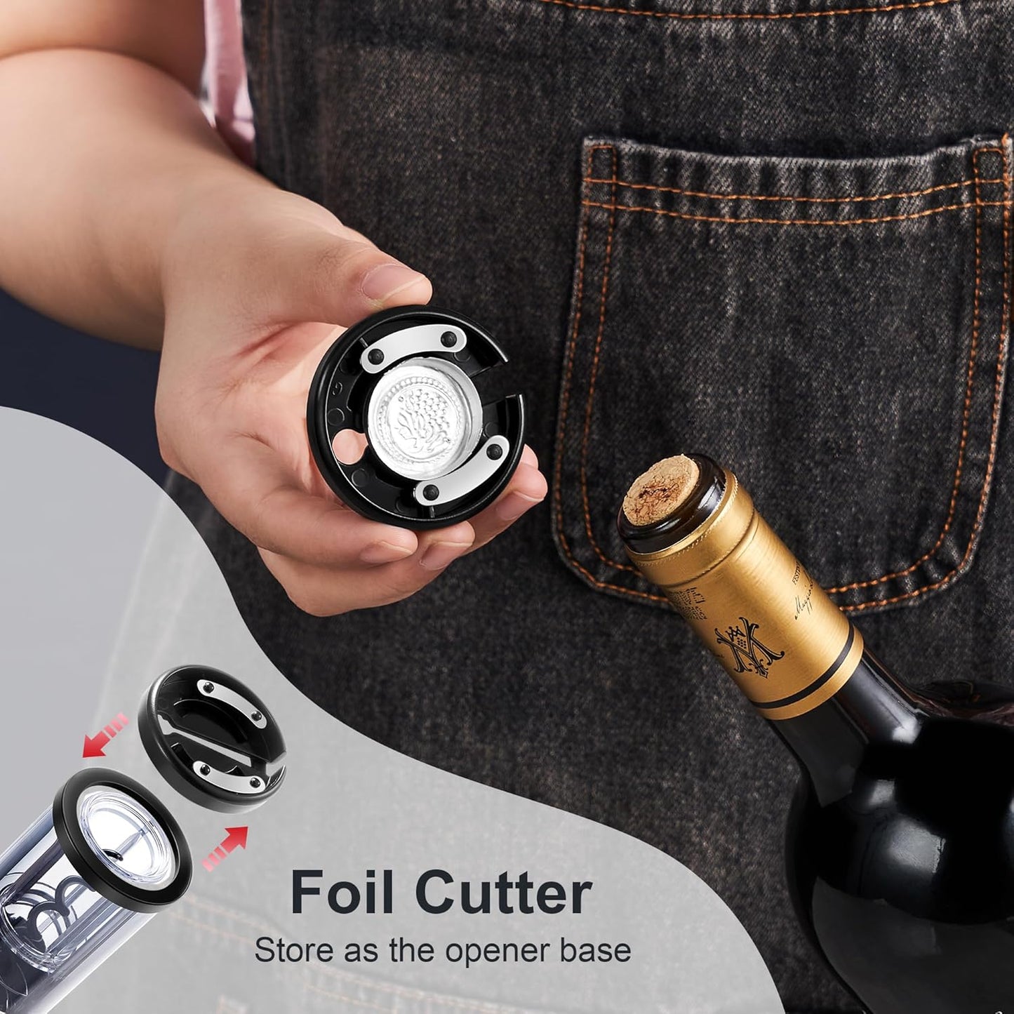 Electric Wine Opener Set, Roter Mond Automatic Wine Bottle Opener set with Electric Wine Decanter Aerator Wine Foil Cutter 2 Vacuum Stoppers, 5-in-1 Wine for Home Party Thanksgiving Christmas New Year