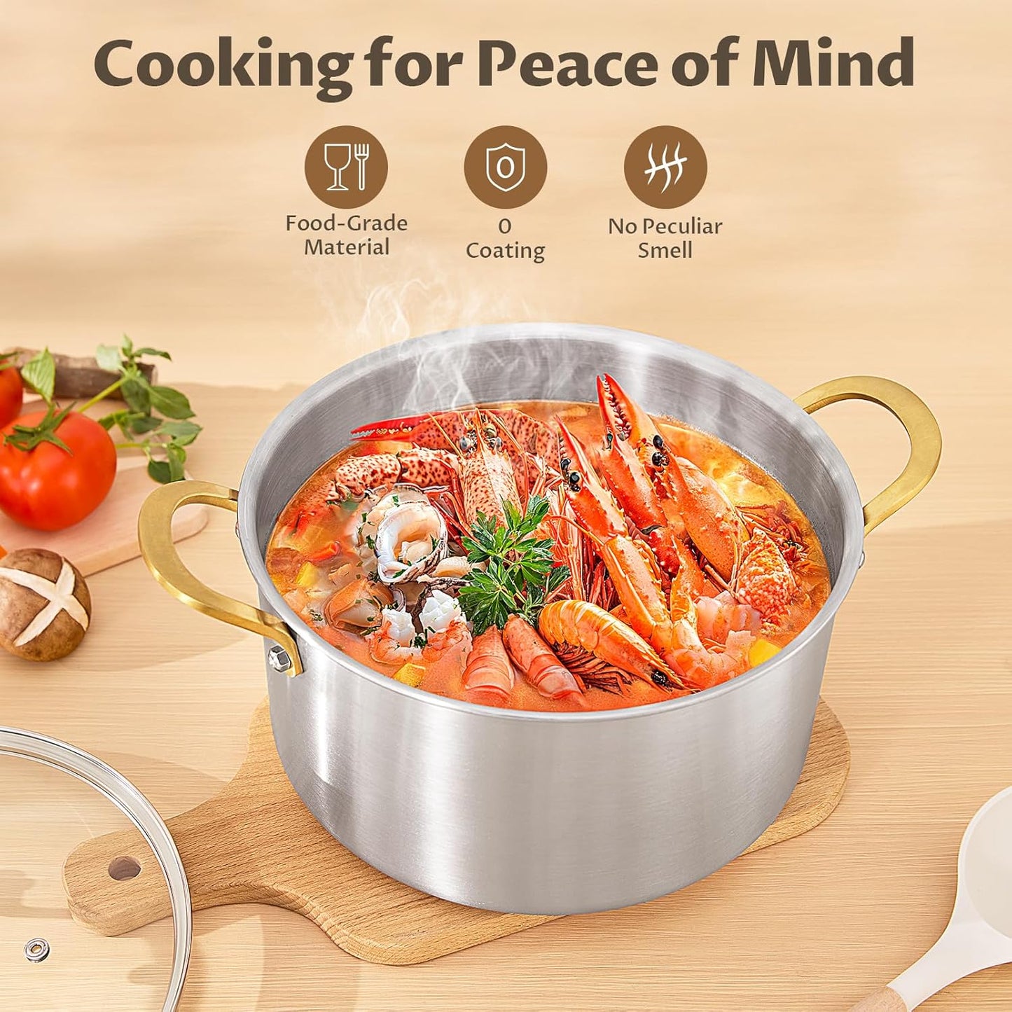 BEZIA 10 Quart Tri-Ply Stainless Steel Stock Pot, Nonstick Stockpot with Sturdy & Double Handle, Even Heating, Induction Cooking Pot for All Stoves, Large Soup Pot for Catering,Groups, Events, Silver