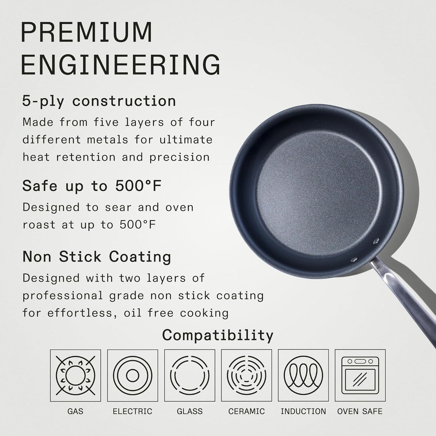 Made In Cookware - ProCoat 10" Non Stick Frying Pan (Graphite) - 5 Ply Stainless Clad Nonstick - Professional Cookware - Induction Compatible