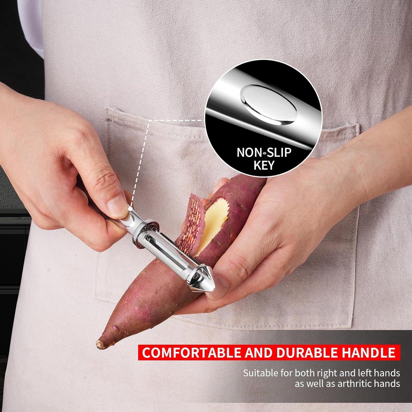 MAD SHARK Ultra Sharp Potato Peeler, Fruit Carrot Veggie Peelers for Kitchen,Flat/Serrated Blade 2 in 1-I Shaped Stainless Steel Peelers,Vegetable Peeler with Ergonomic Non-Slip Handle