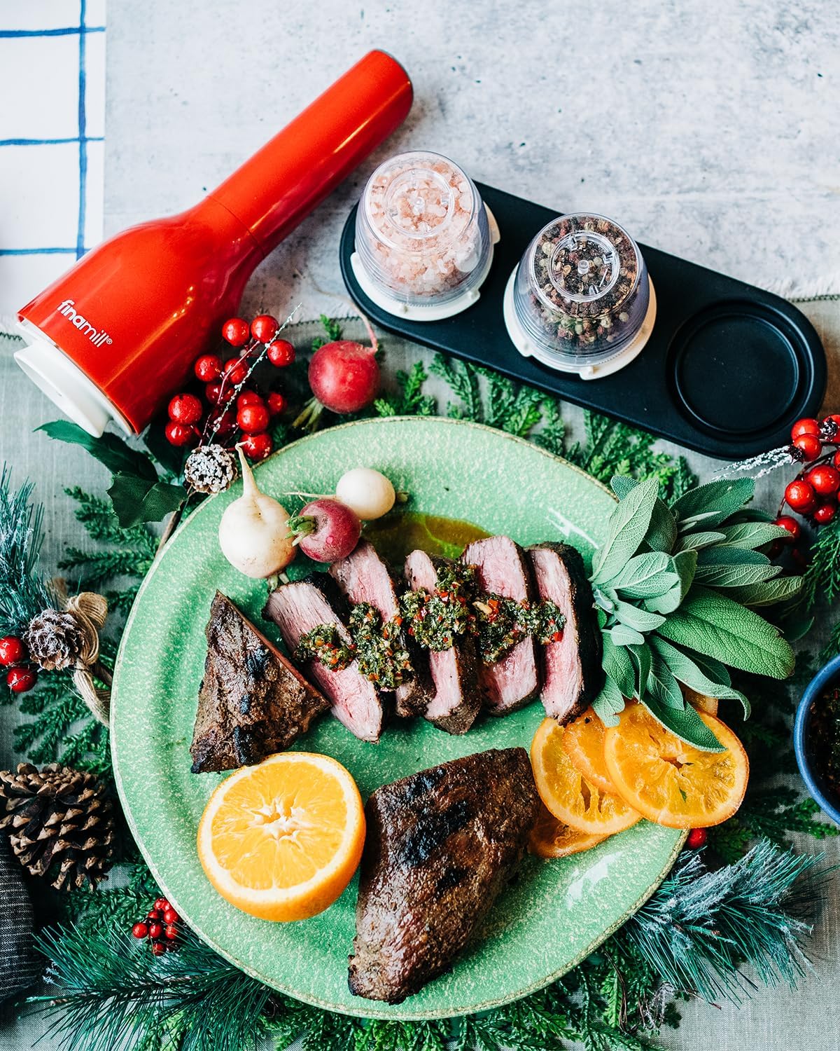 FinaMill Salt and Pepper Mill Tray, Stackable FinaPod Storage, Stylish Kitchen Accessories for Spice Grinder, Gift-Ready - Black Trio Stackable Tray