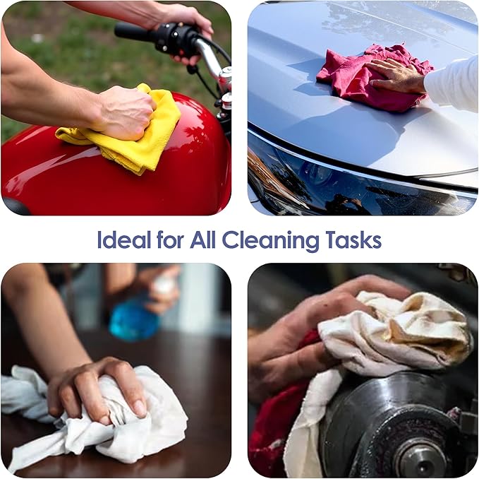 Huck & Terry Tshirt Bag of Rags Multicolored (50LB), Cotton Blend, Paint Cloth and Multipurpose, Kitchen, Auto, Staining Rags, Lint Free Absorbent Washable 18 x 18 in