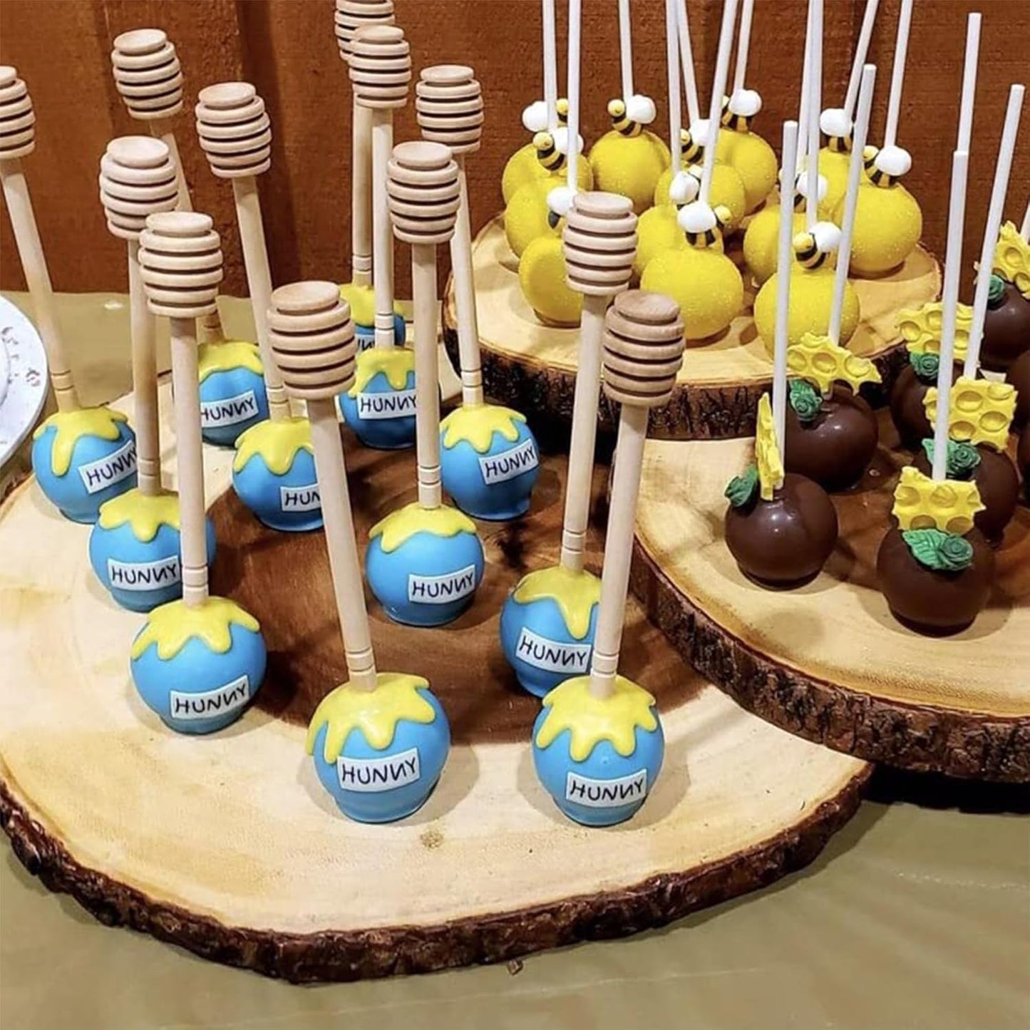 50 Pcs Wooden Honey Dipper Stick Collecting Dispensing Drizzling Jam Portable Wedding Party (6 inch)