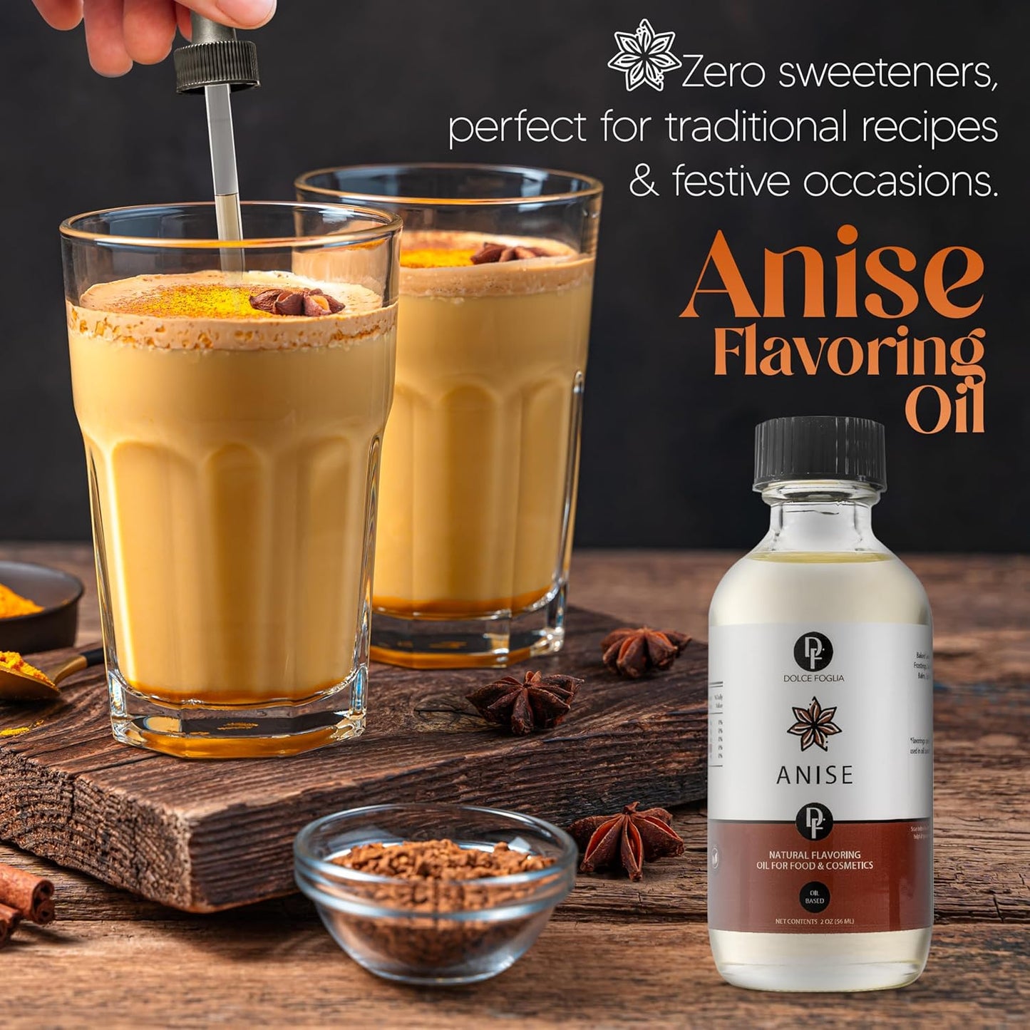 Dolce Flav Natural Anise Extract – 1 Gallon Oil-Soluble Kosher, Sugar-Free, Concentrated Licorice Anise Flavoring for Baking, Cookies & Liqueurs