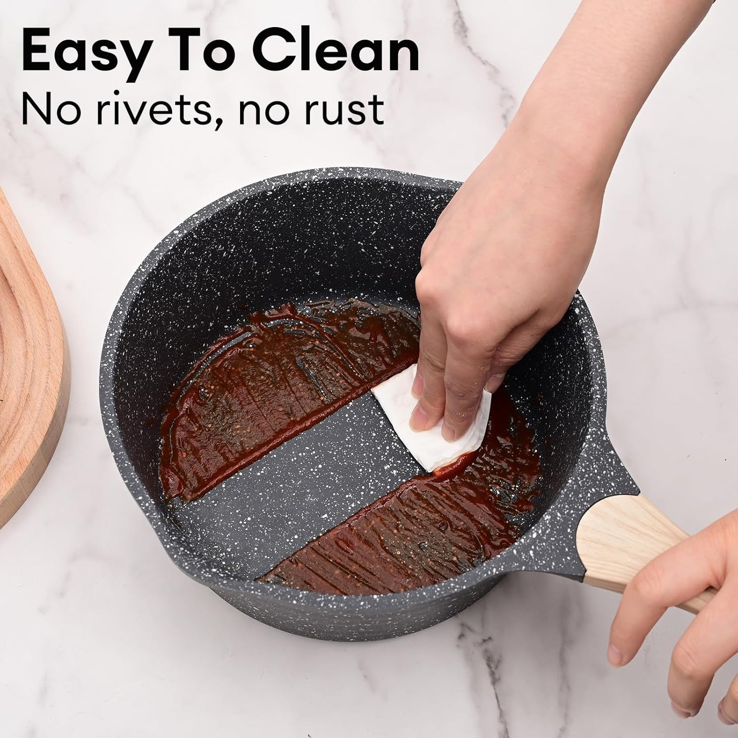 JEETEE 2 Quart Sauce Pan with Lid, Non Stick Small Pot with Coating, Masterclass Cookware Sauce Pot for Cooking, PFOA/PFOS Free