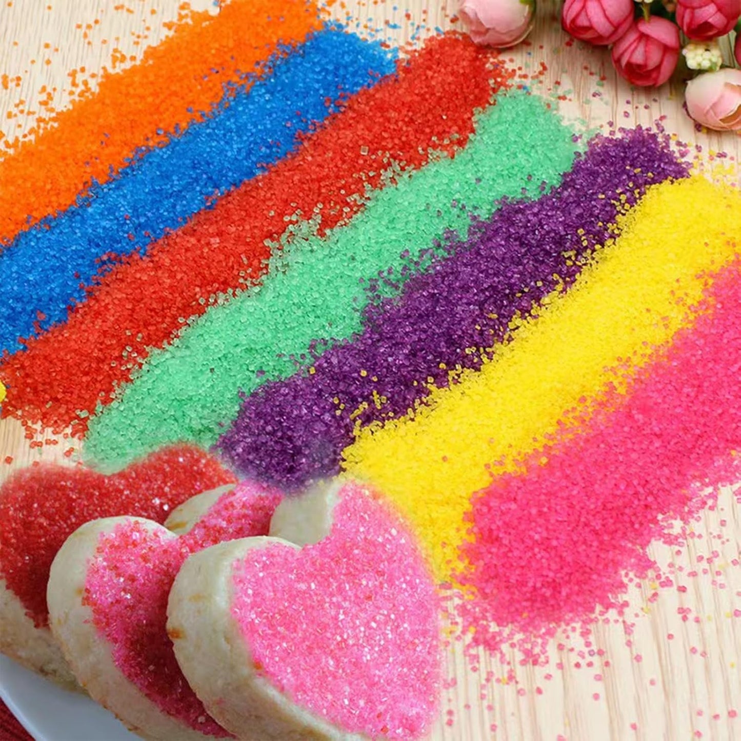 Sentovac 4-Colors Sanding Sugar for Baking Edible Sparkling Sugar Sprinkles Coarse Sugar Crystals for Baking Cake Cookie Cupcake Topper Ice Cream Decoration Supplies(Blue Orange Gold White)