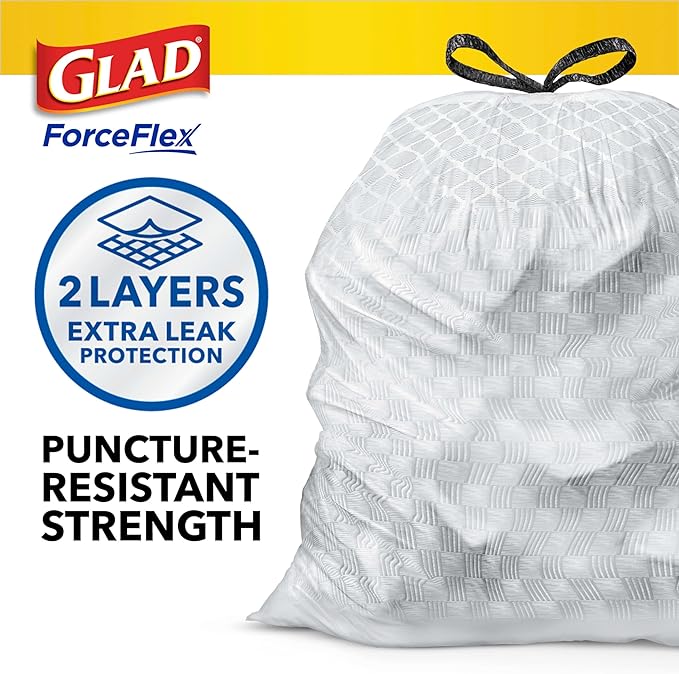 Glad ForceFlex Tall Kitchen Trash Bags, 13 Gal, Gain Original with Febreze, 80 Ct (Pack May Vary)
