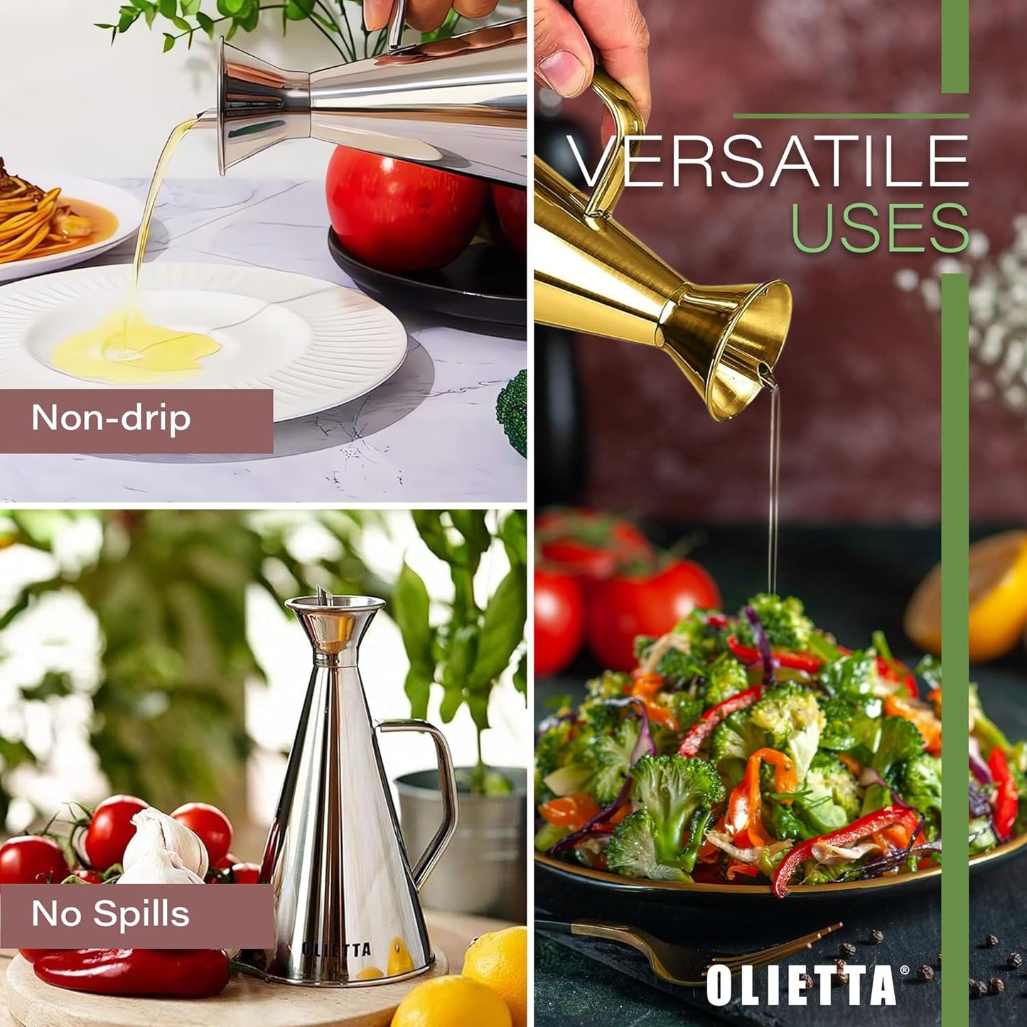 Olive Oil Dispenser Bottle Copper Stainless Steel Non Drip Leak Proof No Mess Vinegar Pourer & Kitchen Drizzler 8.5 oz 250ML 0.25 Litre Great for Pouring & Drizzling Easy to Clean & Leakproof