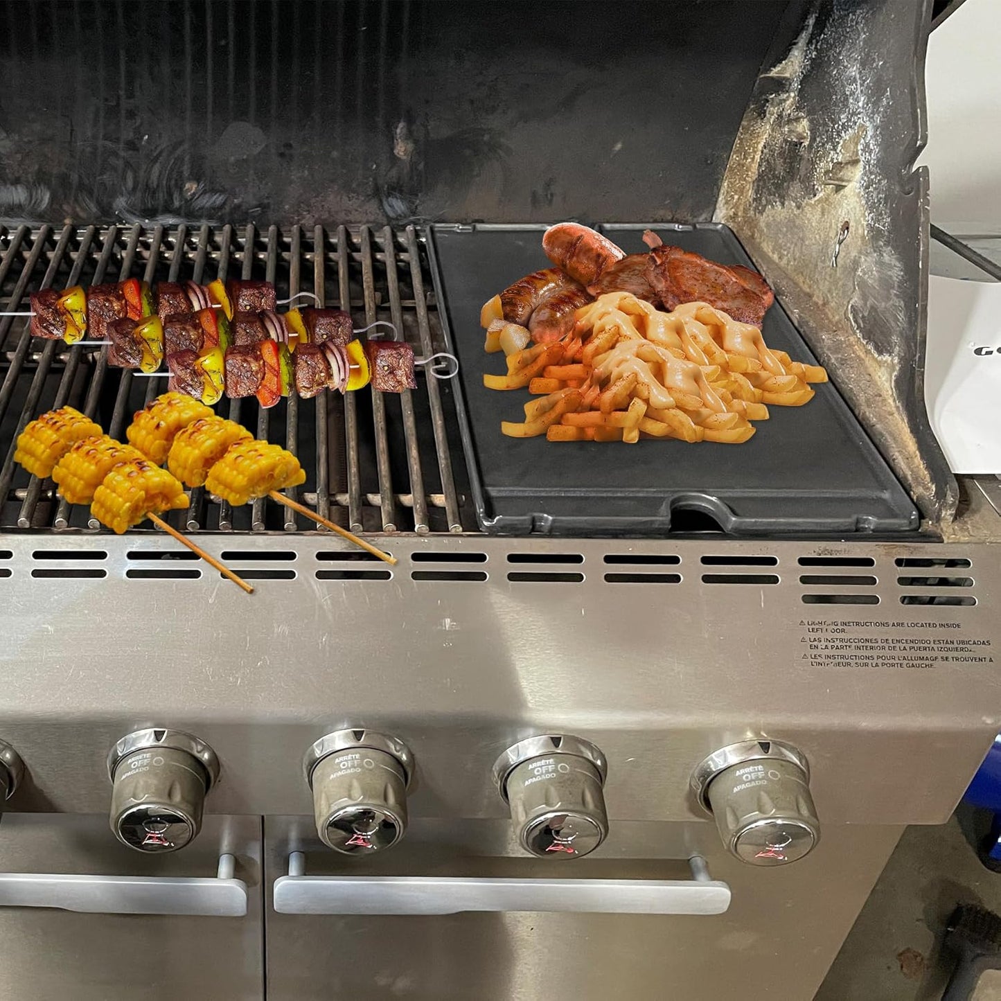 2-in-1 Reversible 19.25” x 11.75” Pre-Seasoned Cast Iron Cooking Griddle for Regal/Imperial Models Grill 11239, Flat Griddle Top Plate for Gas Stove/Charcoal/Electric/Propane/Gas Grill