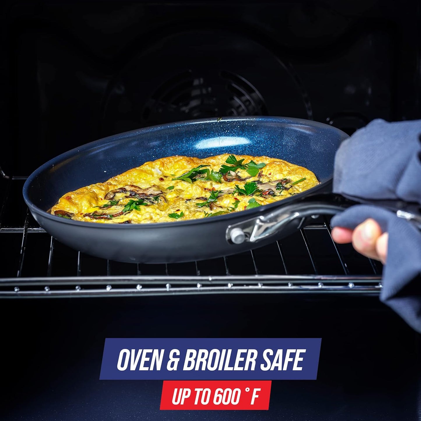 Blue Diamond Cookware Hard Anodized Ceramic Nonstick, 10 Piece Cookware Pots and Pans Set, Non-Toxic PFAS-Free, Dishwasher and Oven Safe, Durable, Even Heating, Metal Utensil Safe, Gray