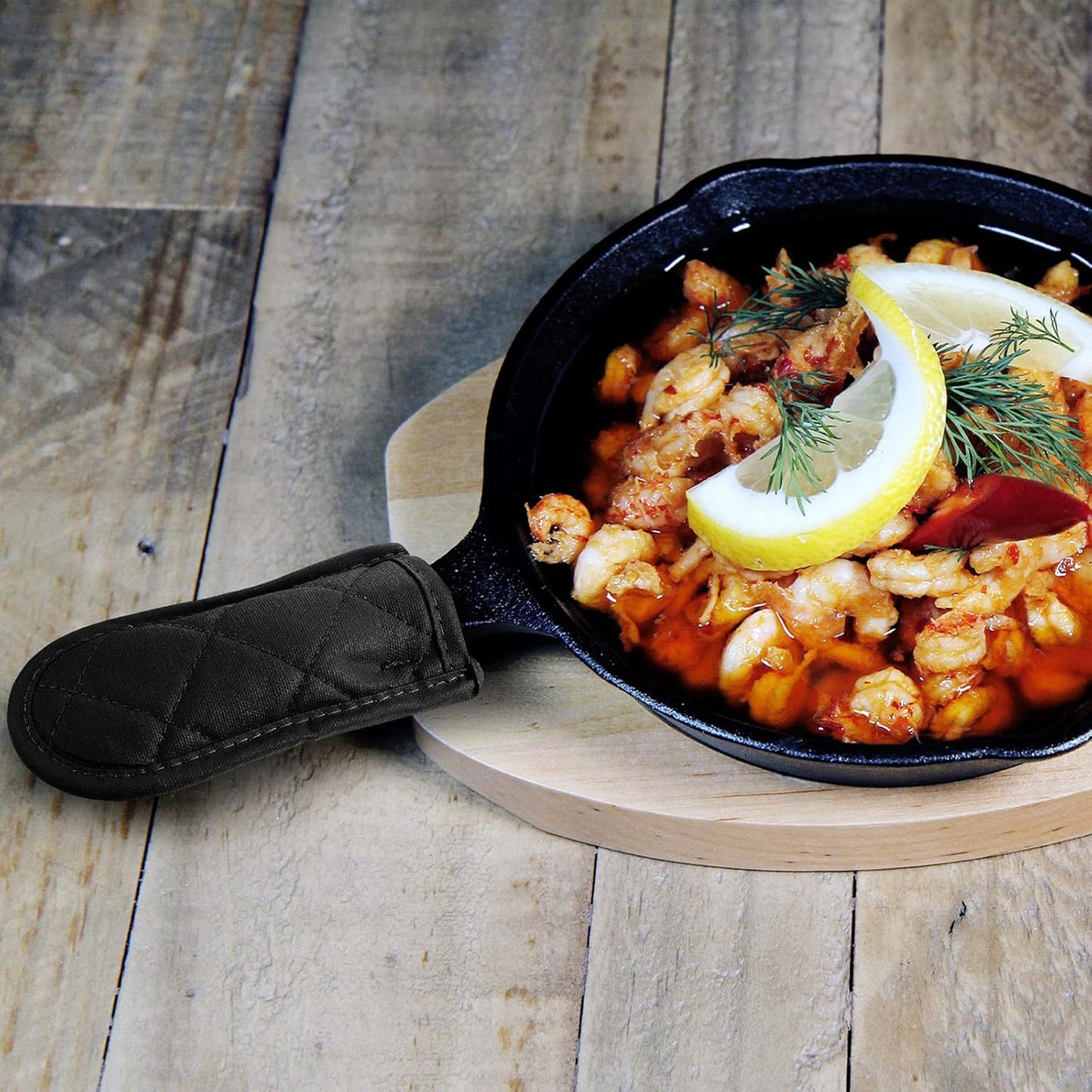 Patelai 4 Pcs Cast Iron Skillet Handle Covers Heat Resistant Pot Handle Covers Non Slip Cotton Pot Sleeves Holder Mitts Machine Washable for Kitchen Baking Cooking Cookwares(Striped Style)