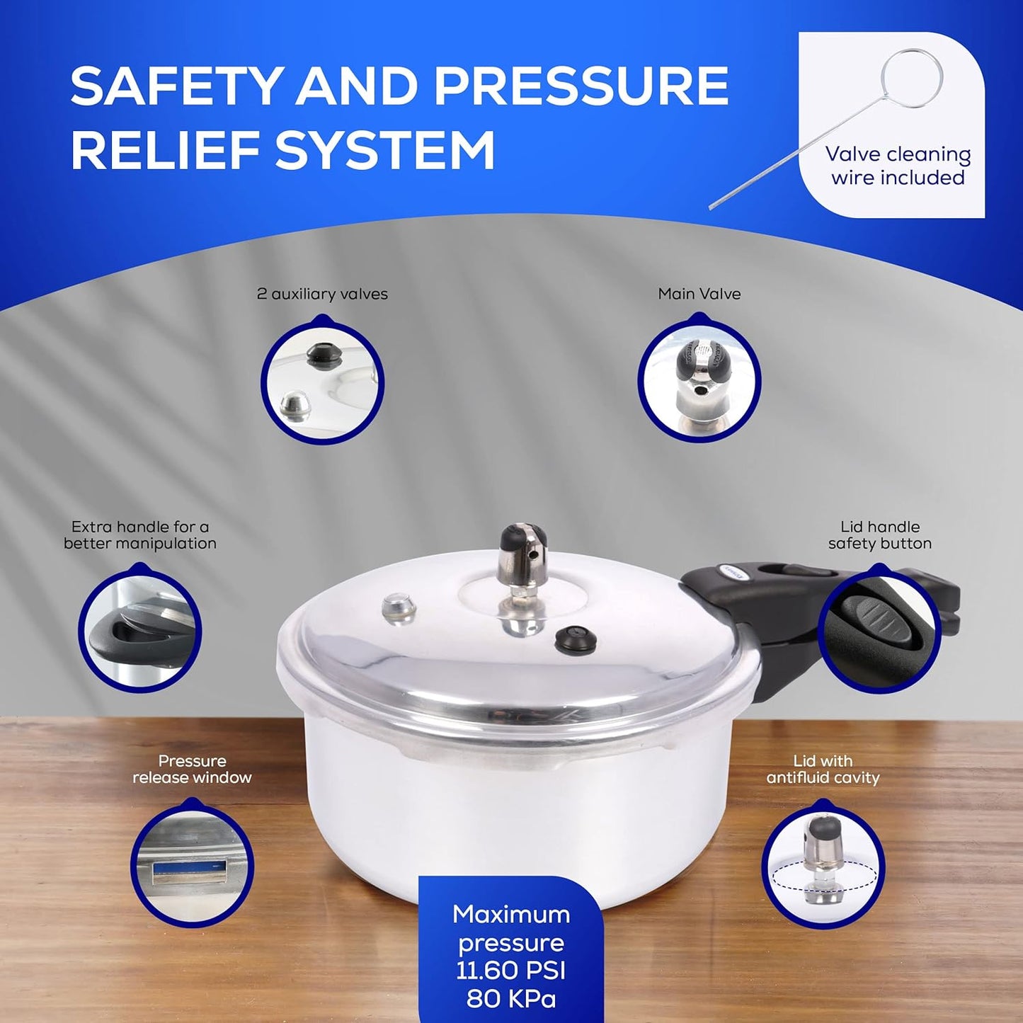 Universal (3.7 Quart / 3.5 Liter) Small Anti-Rust Ultra Pressure Cooker, Aluminum Pressure Cooker for 4 Servings, Even Heat Distribution, Diameter 9.4 inches, Height 7 inches