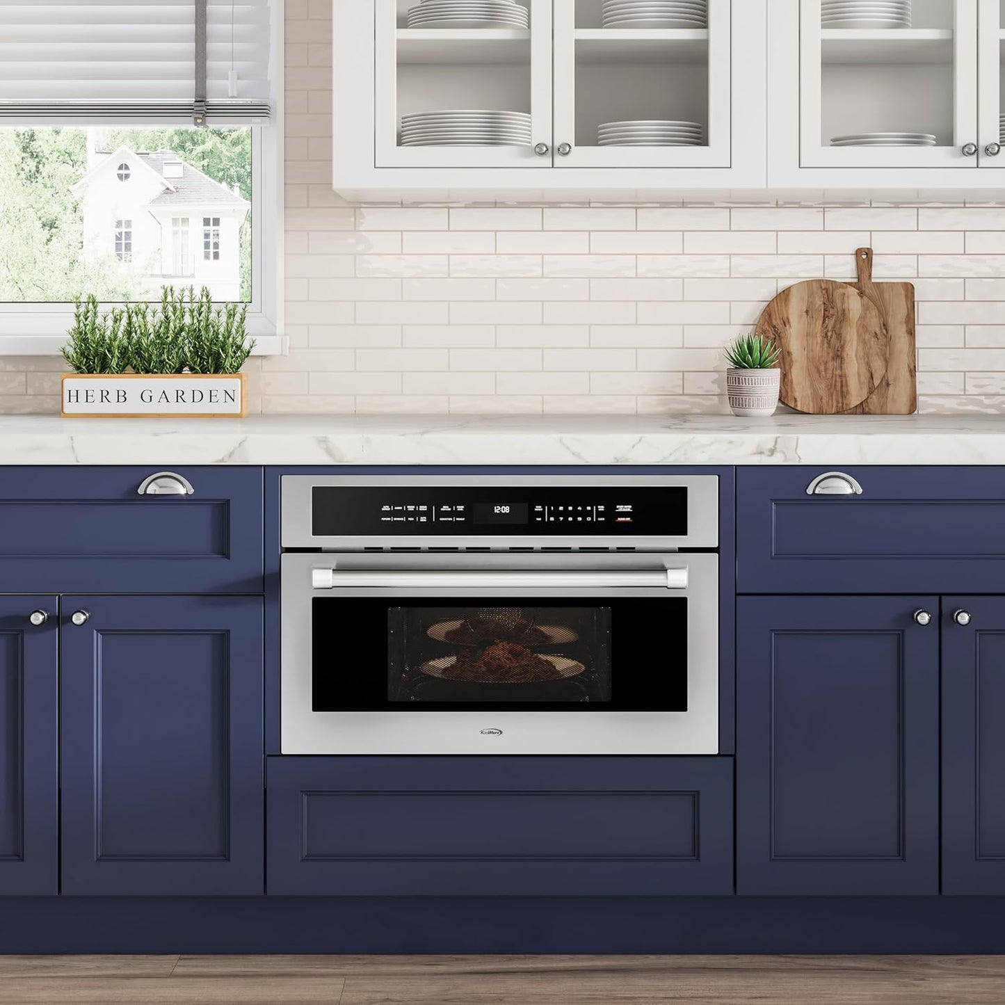 KoolMore KM-CWO30-SS Built-in Microwave with Convection Oven and Air Fryer, 1000W Power with 10 Levels, UL Listed Capacity in Stainless-Steel, 30 in/1.6 cu. ft, Silver