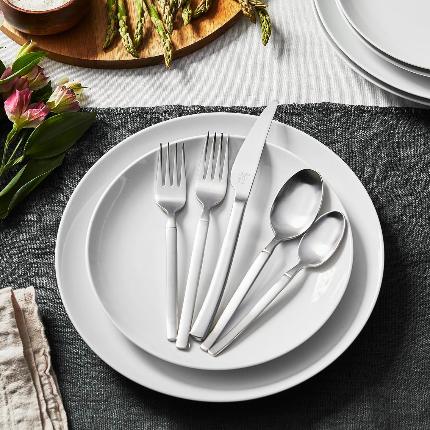 ZWILLING Premier Series Satin Opus 45-Piece Stainless Steel Flatware Set - Made with Special Formula Steel Perfected for Almost 300 Years, Dishwasher Safe, Service for 8, Matte Finish (not polished)