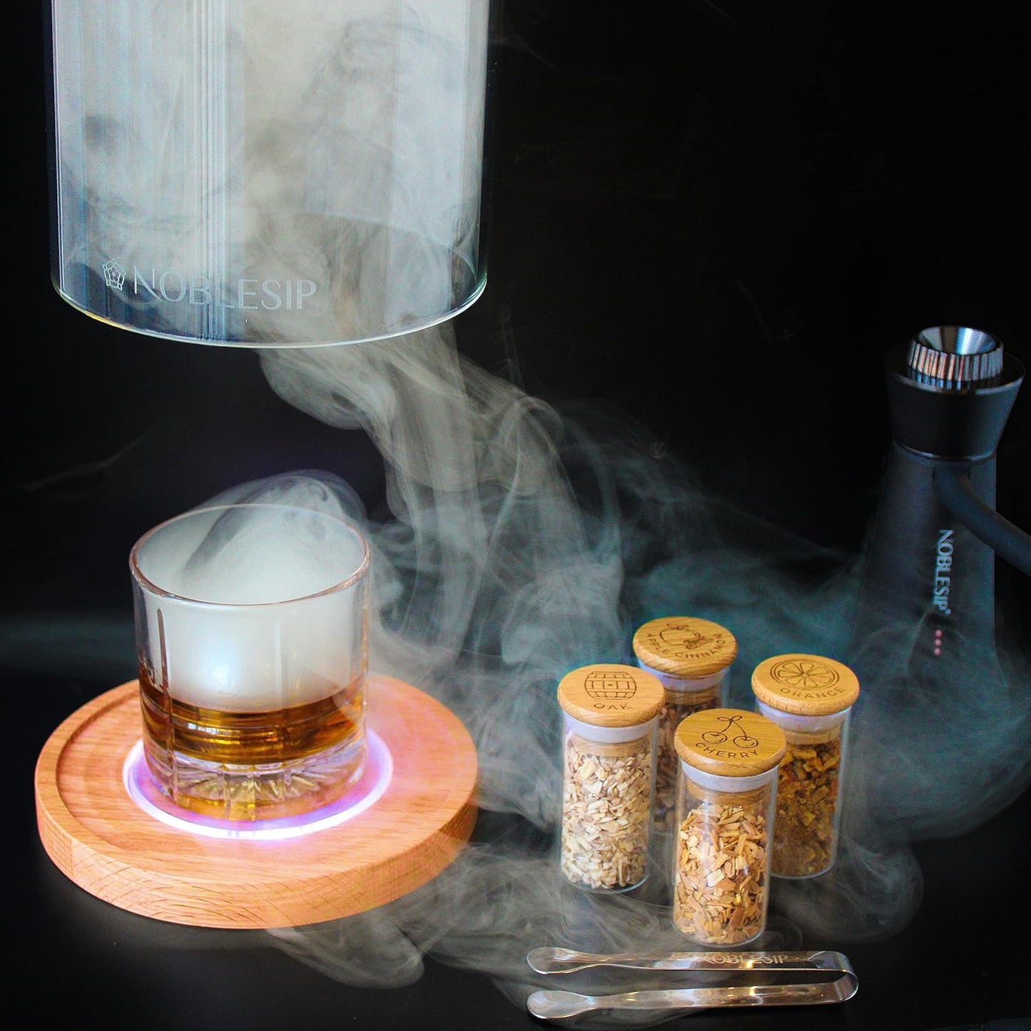 Cocktail Smoker Kit with Glass Dome, Wood Chips for Smoking Drinks and Food π£π₯ππ ππ¨π "Smoky Crown". Add smoky flavors to Whiskey, Bourbon, Old Fashioned, Cheese, Charcuterie, Deserts