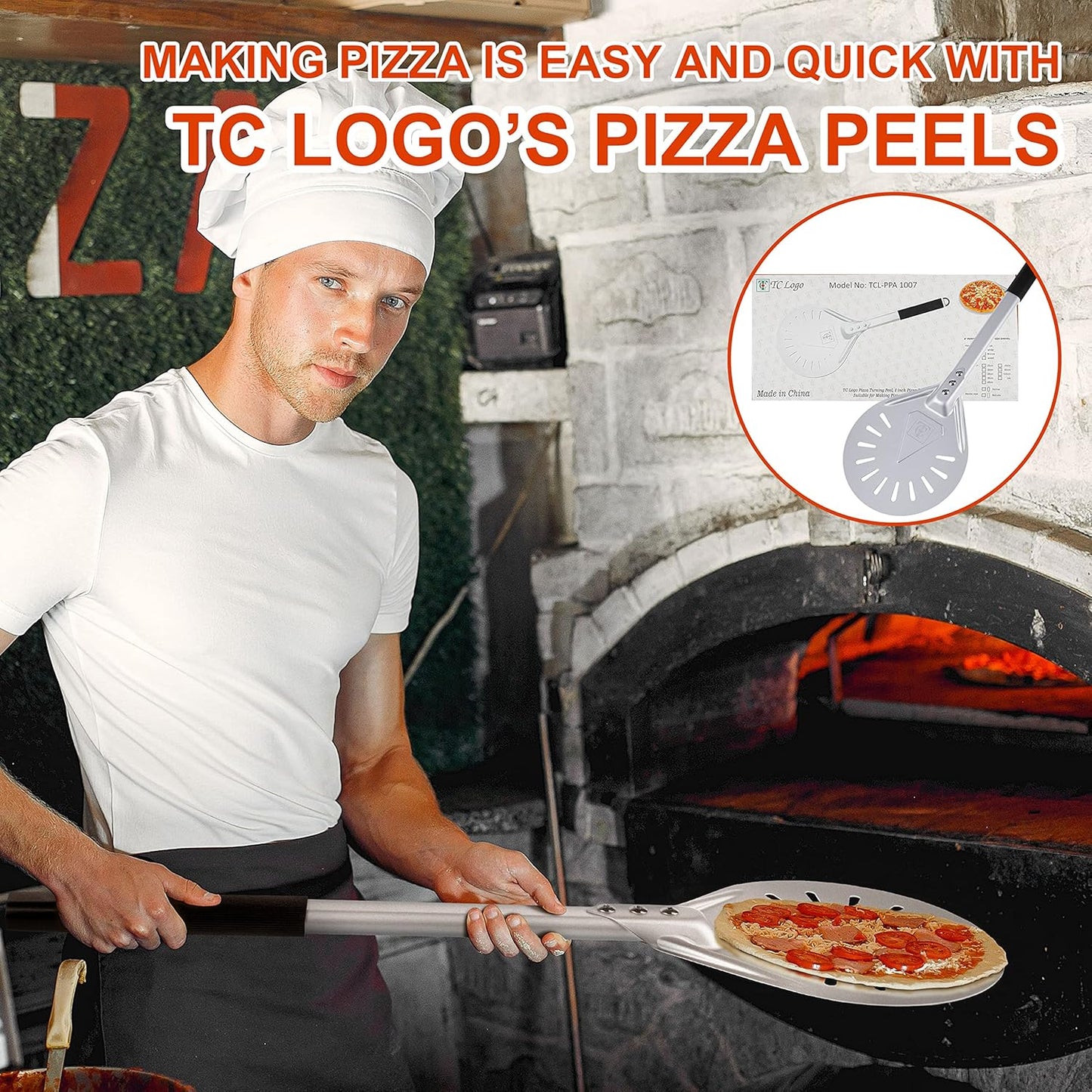 Pizza Turning Peel –7-Inch Lightweight Aluminum Paddle with Rubber-Coated Aluminum Handle, Ergonomic Design, Ideal for Indoor & Outdoor Pizza Ovens