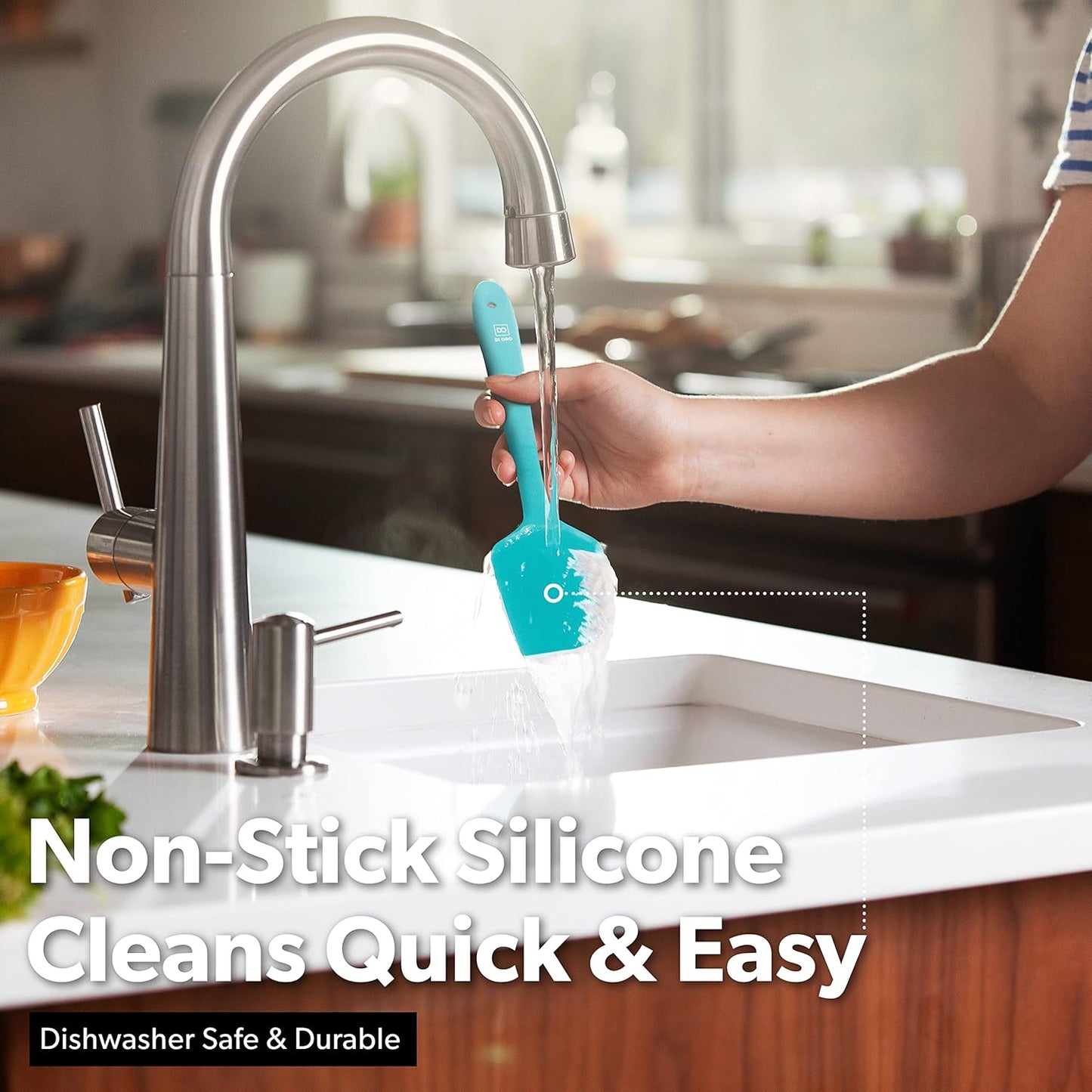 DI ORO Silicone Spatula Set - Rubber Kitchen Spatulas for Baking, Cooking, & Mixing - 600°F Heat-Resistant & BPA Free Silicone Scraper Spatulas for Nonstick Cookware - Dishwasher Safe (3pc, Teal)