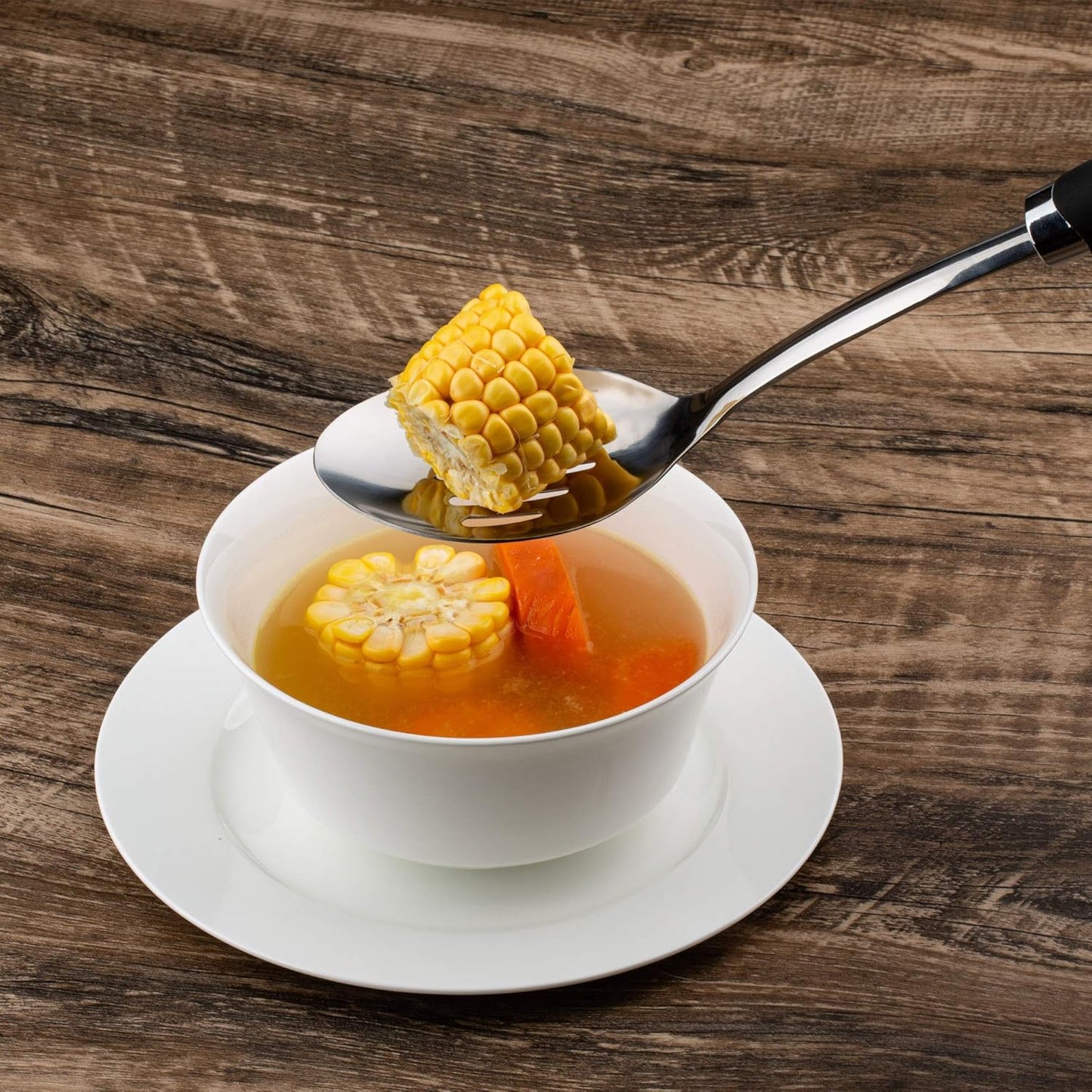 Brushed Stainless Steel Non-Slip Ergonomic Handle Spoon