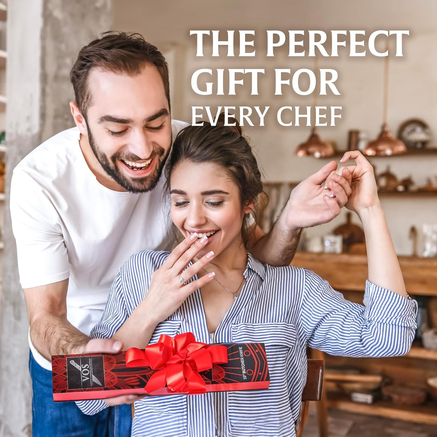 Vos 10" Breaking Knife & Butcher Knife – German Steel Brisket Slicer with Ergonomic Handle, Razor Sharp Blade, Full Tang Carving Knife for BBQ & Meat, Includes Gift Box