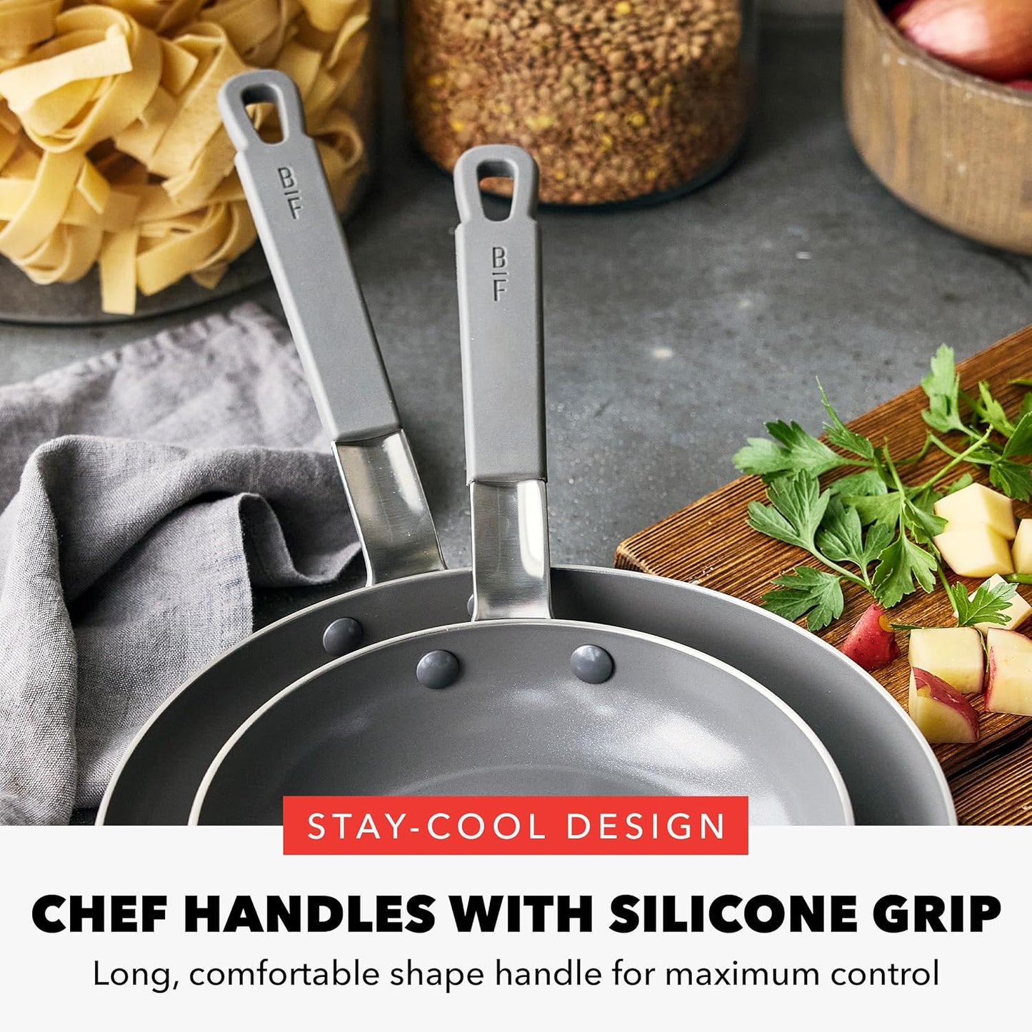 GreenPan x Bobby Flay Stainless Steel 12 Piece Cookware Pots & Pans Set, Professional Grade Tri-Ply, Multiclad, PFAS-Free Ceramic Nonstick, Induction Suitable, Dishwasher & Oven Safe,Stay Cool Handles