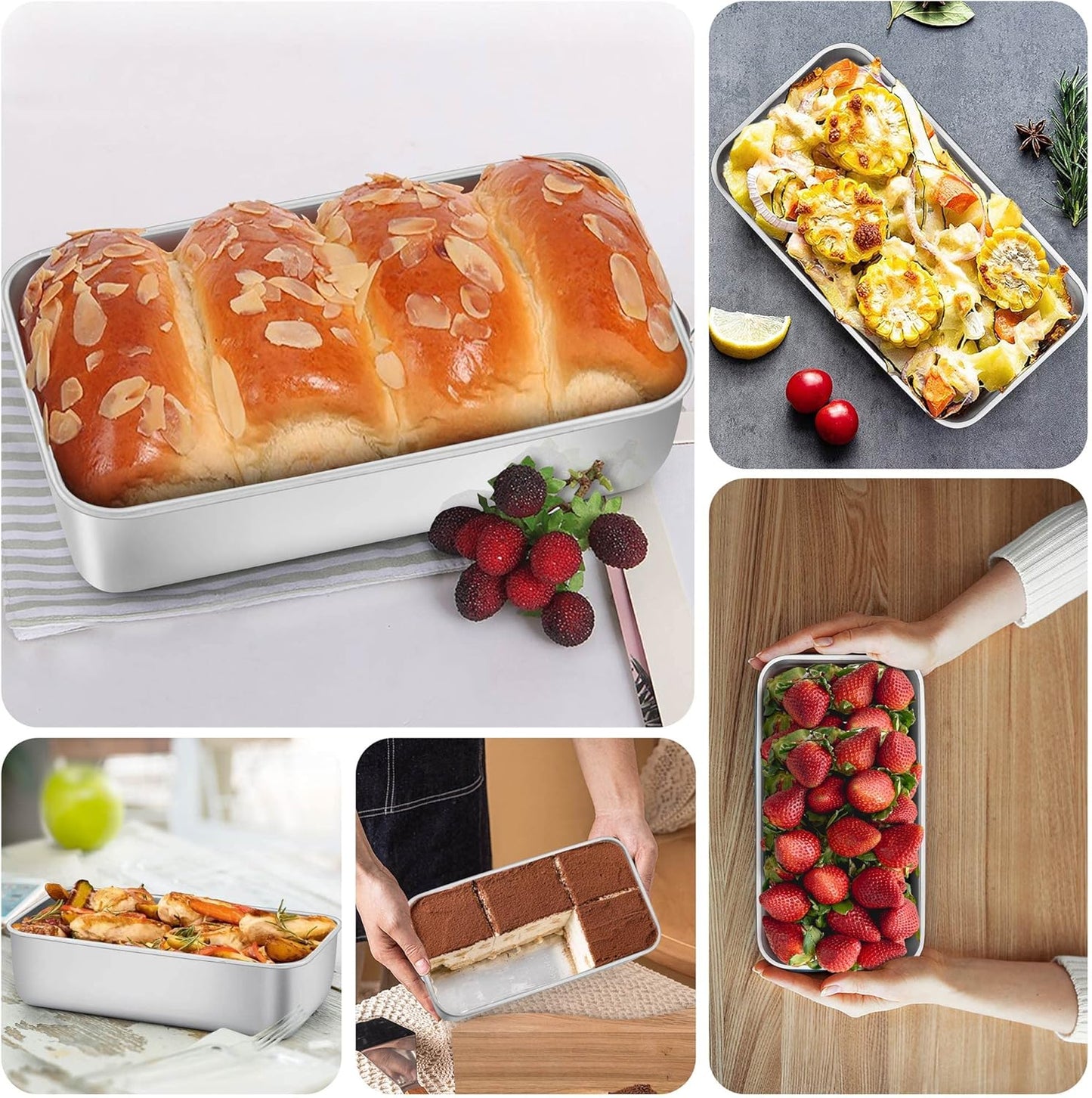 LIANYU 6 Pack Bread Loaf Pans for Baking 9x5 Inch, Stainless Steel Meat Bread Baking Pans, Loaf Tin for Homemade Banana Sandwich Sourdough