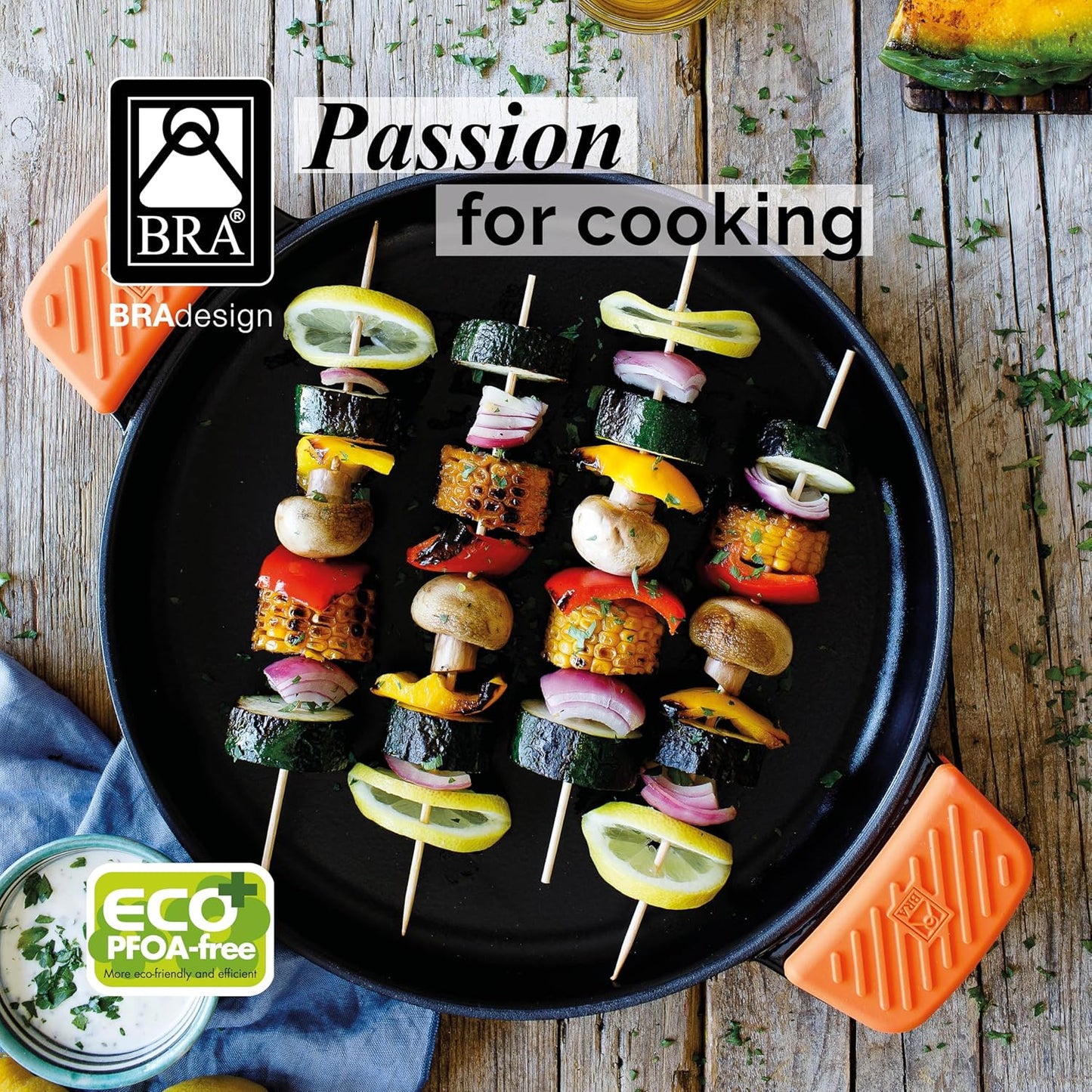 BRA COOKWARE Efficient Iron Round Smooth Grill | 12.6 inches Cast Iron Round Griddle | All Heat Sources Compatible | PFOA Free | Without Non-Stick | Silicon Handle | Non Deformable