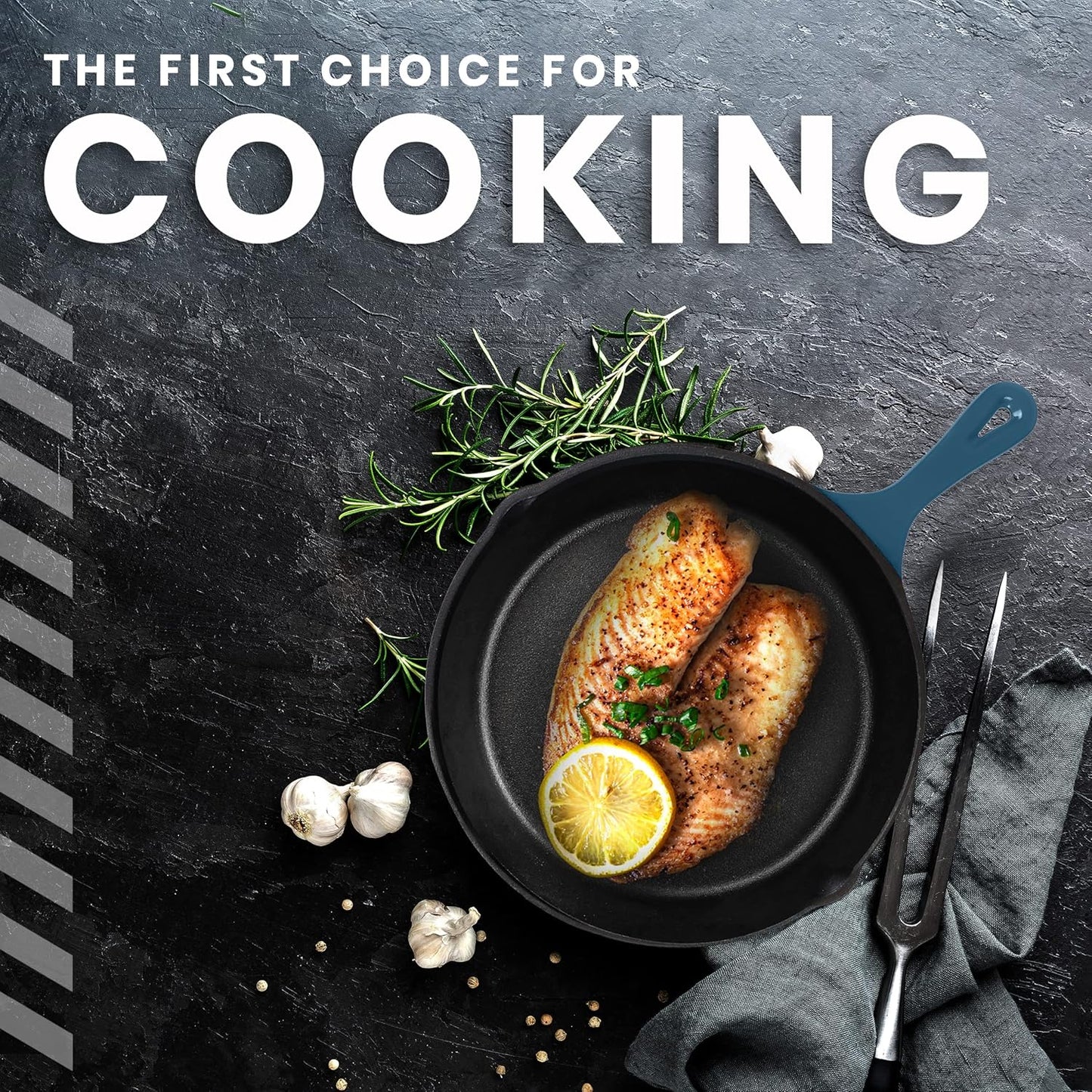 Utopia Kitchen Cast Iron Frying Pan 8 Inch, Cast Iron Chefs Pan, Pre Seasoned Skillet, Safe Grill Cookware for Indoor & Outdoor Use, Teal