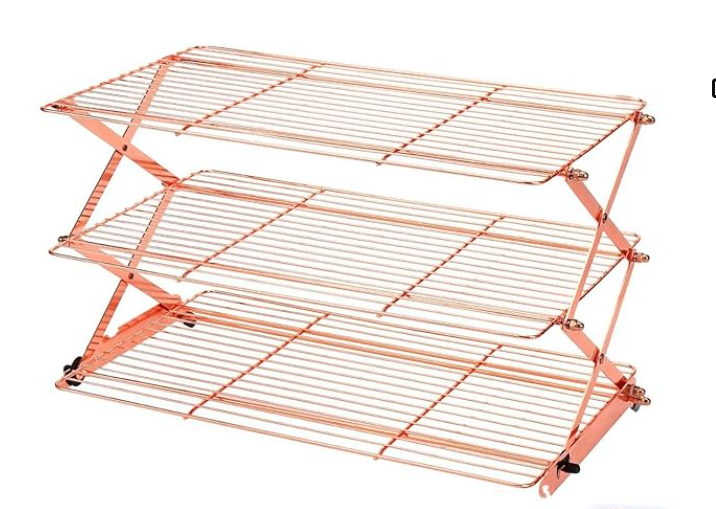 Geesta 2/3/4-Tier Collapsible Cooling Rack with Adjustable 3 Setting Design Stackable Cooling Roasting Cooking for Cookies Baking - Copper Cooking Utensils