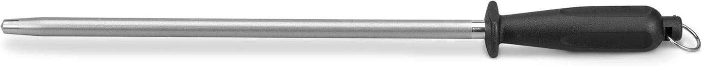 Premium Diamond Finished Black Carbon Steel Knife Sharpening Rod, 12 Inch