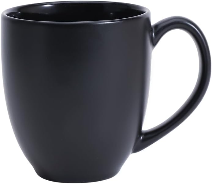 Amazon Basics 12-pack Matte Black Ceramic Coffee Mug, 16 ounces, Microwave-Safe, Stoneware, Commercial-grade