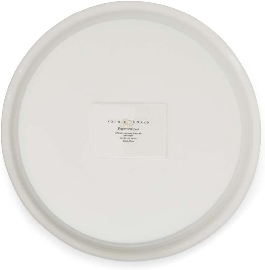 Portmeirion Sophie Conran White Round Pie Dish | 10.5 Inch Pie Pan for Baking Quiche, Pot Pies, and Tarts | Made from Fine Porcelain | Dishwasher and Microwave Safe