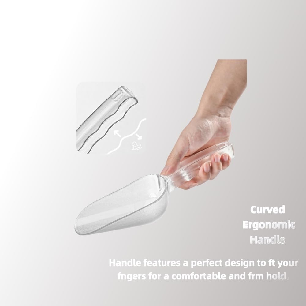 ice maker scoop,ice scoopers for ice bucket,Polycarbonate Utility Ice Scoop, 7 Oz, No BPA,Clear, Ergonomic Handle, Applicable to: Ice Maker, Ice Cream, Pets Food, Coffee Beans(1 pack) (s)