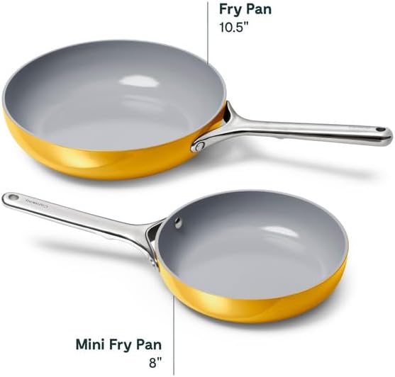 Caraway Nonstick Ceramic Mini Fry Pan (1.05 qt, 8") - Non Toxic, PTFE & PFOA Free - Oven Safe & Compatible with All Stovetops (Gas, Electric & Induction) - Marigold