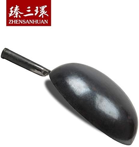 臻三环 ZhenSanHuan Chinese Hand Hammered Iron Woks and Stir Fry Pans, Non-stick, No Coating, Carbon Steel Pow (36CM, Blue Black - Seasoned)
