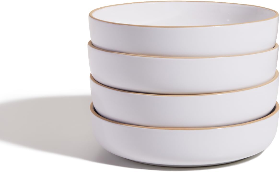 Our Place Dinner Bowls - Set of Four 8.5" Handcrafted Ceramic Pasta Bowls | Deep Plate Bowl Hybrid for Salads, Rice & More | Chip-Resistant, Restaurant-Grade, Stackable, Modular Design | Steam
