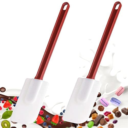 Commercial Grade Silicone Rubber Spatula Set, High Heat Spatula Scrapers 14 Inches, Commercial Spatula for Cooking, Rubber Spatula Set Resistant to 500℉ (2 Scrapers 14"/M)