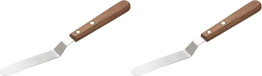 Icing Spatula | Professional Cake Angled Offset Spatula with 4.5" Stainless Steel Blade | Thickened Frosting Knife with Durable Wooden Handle for Cake Decorating, Pastry & Baking [2PK]