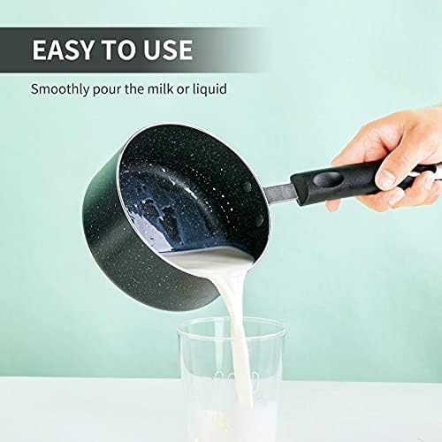 Nonstick Saucepan Set with Lid, Non Stick 1Qt & 2Qt Sauce Pan Set with Glass Lid Small Pot for Home Kitchen