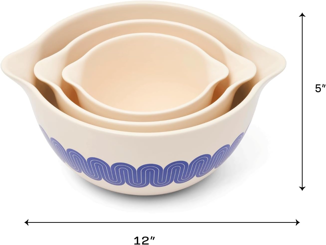 Great Jones Stir Crazy (Classic) | 3-Piece Stackable Ceramic Mixing Bowl Set | Dishwasher, Freezer & Microwave-Safe | Perfect for Baking, Serving & Mixing | Nesting Design for Easy Storage
