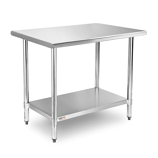 Stainless Steel Table for Prep & Work 24 x 30 inches, Heavy Duty Metal Table with Adjustable Undershelf for Commercial Kitchen, Restaurant, Home, Hotel, Laundry Room,Garage, Workshops