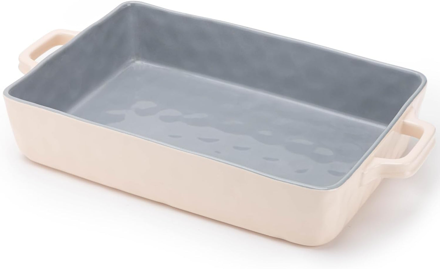 Fun elements 4.3-Quart Ceramic Baking Pan, 9 x 13-Inch Rectangular Baking Pan with Handles for Casseroles, Cakes, Lasagna Dish, Makes a Great Thanksgiving Christmas Gift (Grey)